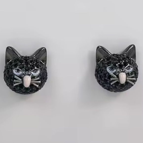 KATE SPADE NEW YORK ♠️ OUT OF THE BAG BLACK CAT STUD EARRINGS🐈⬛ - Picture 6 of 6